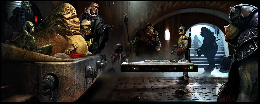 Jabba the Hut and bounty hunter