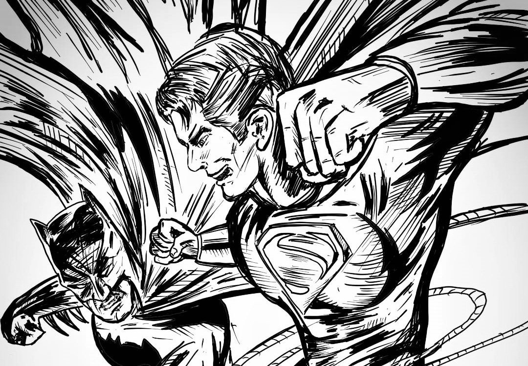 superman batman logo drawing